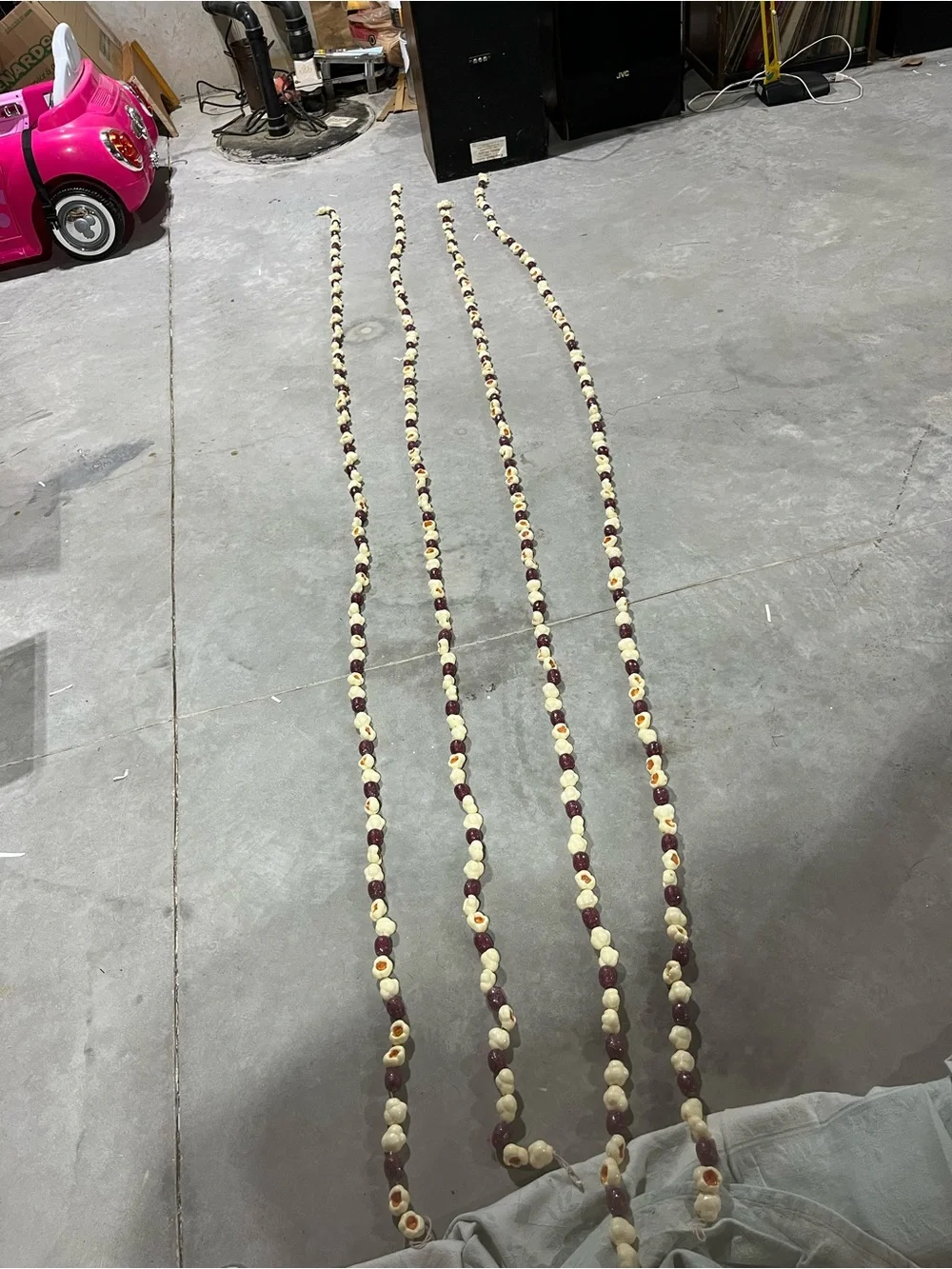 White and Maroon Berry Garland String for Party and Holiday Decor
